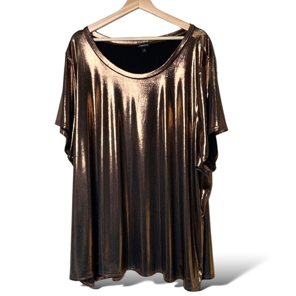 TORRID Liquid Shine Copper Crew Neck Short Sleeve Top US Sz 6X - Picture 3 of 11